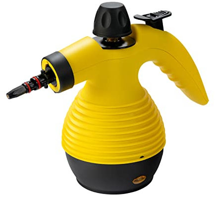 GiantexUK Hand Held Steam Cleaner, Multipurpose Steamer with 9 Piece Accessories and 350 ml Water Tank, Pressurized Steam Cleaning Machine for Window, Carpets, Curtains, Kitchen, Floor (Yellow)