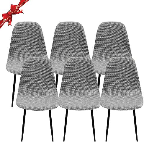 Jaotto Stuhlhussen 6er Set Strech, Esszimmerstühle Bezug Universal Waschbar Abnehmbare,Elegante Stuhlbezug Stuhlabdeckung Antirutsch, Küchenstühle für Büro Esszimmer Wohnzimmer,Diagonale#Blassgrau