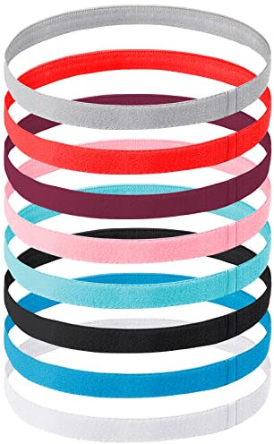 8 Pezzi Sportiva Fascia Capelli, Antiscivolo Fasce per Capelli Uomo e Donna Elastico Fascette per Capelli per Yoga Calcio Basket Tennis Jogging (Multicolore)