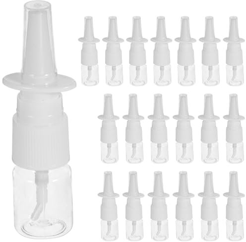 ULTECHNOVO Nasal Spray Bottle, 20 Pcs 5ml Empty Bottle Refillable Fine Mist Sprayers, Clear Small Spray Bottles for Travel Outdoor Hiking