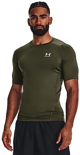 Under Armour UA HG Armour Comp SS - Short Sleeve - Tops - Marine OD Green/White - Size: XS