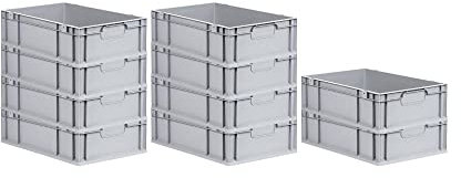 PROREGAL SuperSparSet 10x Eurobox NextGen Economy | Griffe geschlossen |HxBxT 17x40x60cm | 34 Liter | Eurobehälter, Transportbox, Transportbehälter, Stapelbehälter