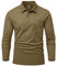 Rdruko Mens Polo Shirt Long Sleeve Casual Smart Breathable Polyester Work T Shirts Wicking Quick Dry Golf Tops with Chest Pocket Brown 3XL