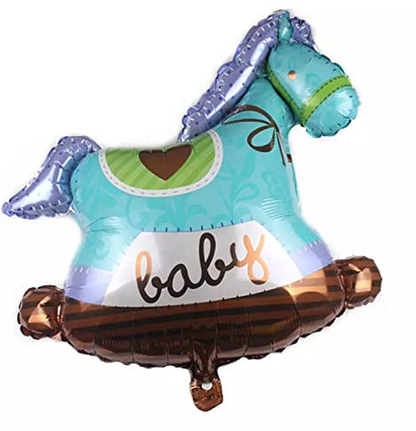 Folienballon Baby Boy, Schaukelpferd, ca. 75 x 68 cm - Party Luftballon Deko Dekoration Kindergeburtstag Helium Heliumballon XXL Ballon Geburt Geburtstag Baby Girl boy Mädchen Junge Babyparty