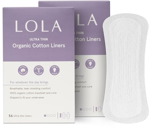 LOLA Ultra Thin Liners, 112 Count - Organic Cotton Panty Liners for Women, Hypoallergenic Pads for Women, HSA FSA Approved Products Feminine Care