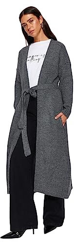 Trendyol Women's Damen Gerade Lange Ärmel Regulär Hijab Cardigan Sweater, Anthracite, XL