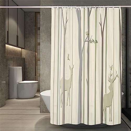Roogsoo Duschvorhang W240cm x L180cm Elch Duschrollo Anti-Schimmel, Duschvorhänge Wasserdicht, 3D Outdoor Vorhang Waschbar, Schnell Trocknend Polyester, Extra Lange Badezimmer gardinen mit 12 Haken