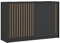 BETTSO -Kommode Sideboard mit Schiebetüren Schrank mit Lamellen Aufbewahrungsschrank-150x94x45cm-LAY (Schwarz+Wotan Lamellen)