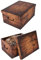 Kreher® 2 Stück Aufbewahrungsbox mit Deckel, Deko Papp-Karton, Stapelbox, 45 Liter mit Griffen, 51 x 37 x 24 cm (Holz Dunkelbraun)