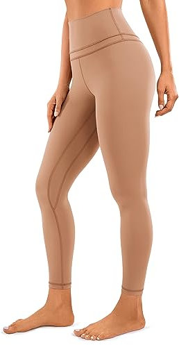CRZ YOGA Damen Naked Feeling Sport Leggings High Wasit Sporthose Yogahose Blickdicht Lange Yoga Leggins - 64cm Mokka-Mousse 38