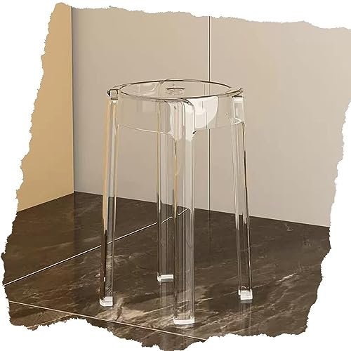 ZJIEX Trasparente Sgabello da Bar in Acrilico Sgabello da Cucina Senza Schienale Sgabello da Bar da 45cm, Blu Marrone Rosso Chiaro (Color : Clear, Size : H 46cm/18in)
