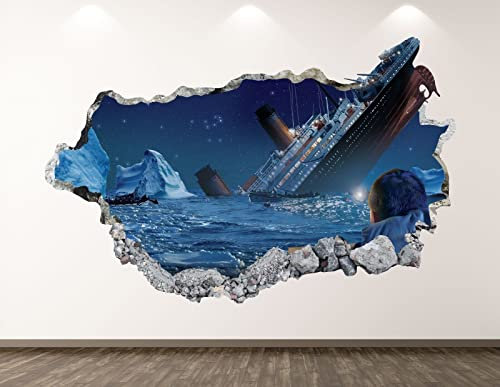 Durchbruch Wandtattoos Schiff Wandtattoo Kunst Dekoration 3D Passagierschiff Aufkleber Kinderzimmer Schiff Vinyl Bl61-45x68cm