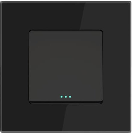 PULSAR Kreuzschalter Unterputz 1 Fach Schwarz Glas, Moderner Lichtschalter 86x86mm Kipplichtschalter Schalter Wandlichtschalter Kristallglas Einzeln