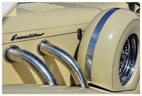 ARTland Wandbild selbstklebende Vinylfolie 60x40 cm Wandtattoo Auto Oldtimer Excalibur Detail Chrom Vintage U4VD