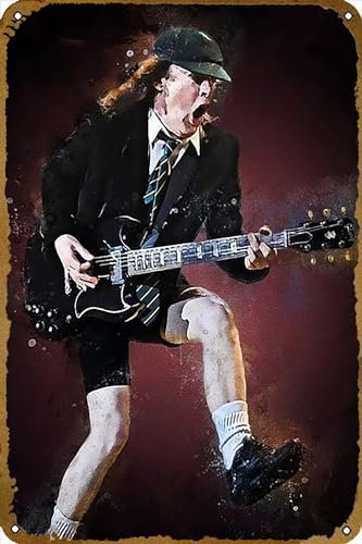 KNIOIL Spirit of Angus Young Musikposter Bar Pub Cafe Wand Vintage Karaoke Retro Blechschild Man Cave Decor Rock Band Art 20,3 x 30,5 cm