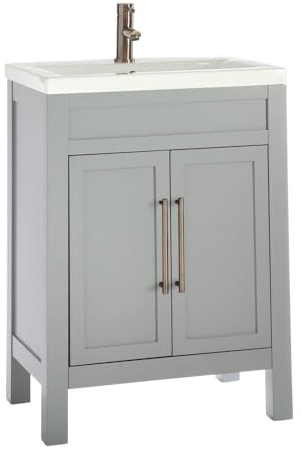 Milano Light Grey 615mm Bathroom Vanity Unit Bronze Bar Handle