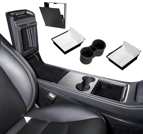 loonara SpaceMax Elite Mittelkonsolen Organizer Set – Passend für Tesla Model Y & Model 3 (inkl. Highland) – Premium Tesla Zubehör für mehr Ordnung & Platz – Einfache Installation, Hochwertiges Design