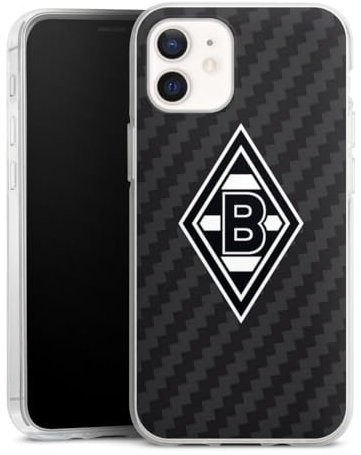 Silikon Hülle kompatibel mit Apple iPhone 12 Case transparent Handyhülle Gladbach Borussia Mönchengladbach Carbon