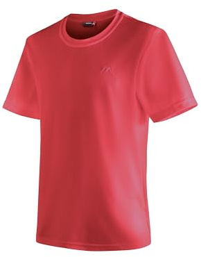 Maier Sports Walter, Herren T-Shirt, Funktionsshirt mit Rundhals für Wandern und Freizeit, dryprotec Technologie, Atmungsaktiv, NFC-Chip für einfaches Recycling, Rot, L