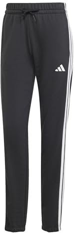 adidas Women's Essentials 3-Stripes French Terry Cuffed Pants, Black/White, XXS