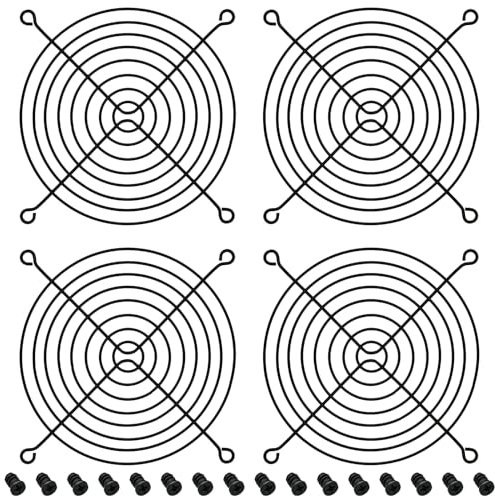 HiQltyla 120mm Fan Grill with Screws, Desktop Computer Case Fan Grills for 120mm Fans, Black Color - 4 Pack