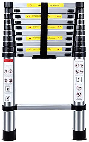 Telescopic Ladder Telescoping Ladder Telescopic Ladder Multi-Purpose Folding Aluminium Telescoping Ladder Extendable Portable Loft Ladder Foldable Ladder with EN131 and CE Standard (Size : 5.1m) Marr