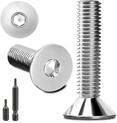 Lot de 150 vis à tête fraisée en acier inoxydable M4 x 20 mm à six pans creux M4 en acier inoxydable Vis à tête fraisée DIN 7991/ISO 10642 avec 2 têtes de vis hexagonales (argenté)