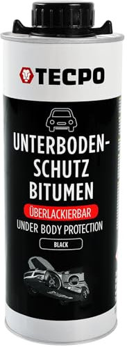 TECPO Unterbodenschutz Bitumen, 1 Liter überlackierbar schwarz dauerelastisch in Saugdose, Karosserieschutz Steinschlagschutz Rostschutzmittel Korrosionsschutz UBS mit Anti-Dröhn-Wirkung
