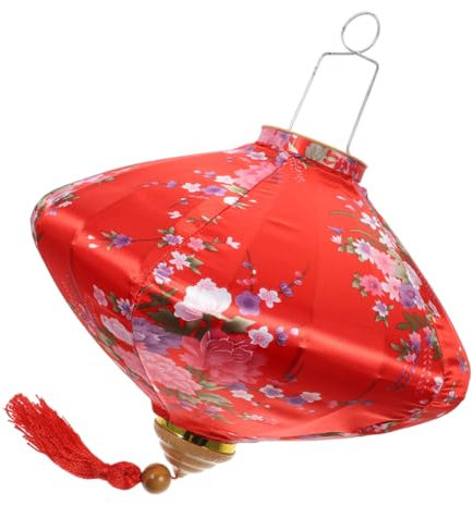 BESPORTBLE Decorative Floral Lantern Pendant Antique Hanging Lantern for Year Weddings and Parties Daffodil Design Tassels Cloth and Wire Material for Outdoor Decor