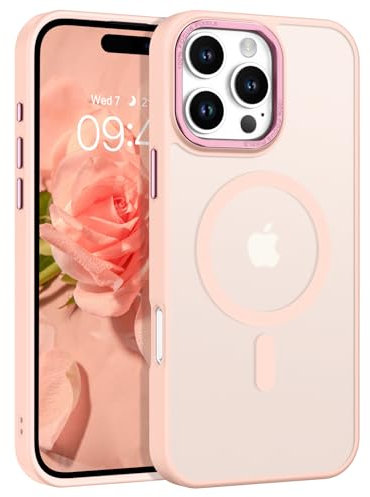 GaoBao Magnetic Case for iPhone 16 Pro Phone Case,[Compatible with MagSafe] Translucent Matte Phone Case for Women Girls Cute Slim Thin Shockproof Protective Cover for iPhone 16 Pro,6.3 Inch,2024,Pink