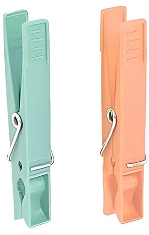 PARENCE.- Lot de 24 Pinces à Linge en Plastique Intérieur et Extérieur / 7x1cm / Pinces Polyvalentes et Pratiques - Couleurs Aléatoires, Orange/Vert