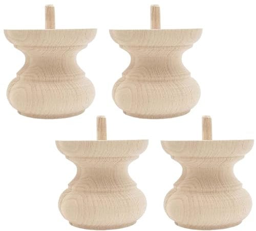 STOLMET Möbelbein aus Buchenholz Möbelfüße aus Holz Möbelfuß Unlackiert Sofa Couch Stuhl Ottomane Schrank 80 mm Höhe Rohholz 4 Stück TOE18
