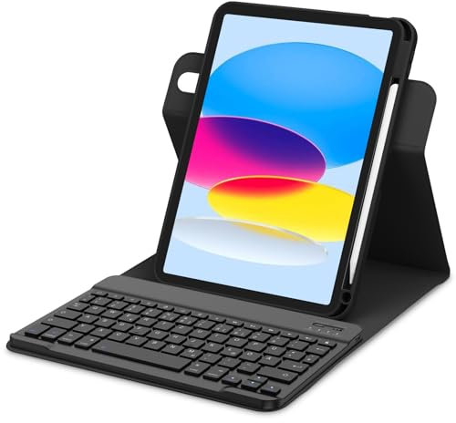 Bettdow für iPad A16 11. Generation 2025/10.Generation 2022 Tastatur Hülle, Hoch-/Querformat Verwenden, QWERTZ Layout Abnehmbarer Tastatur mit Hülle für iPad 10.Gen 10,9/ 11.Gen 11, Schwarz