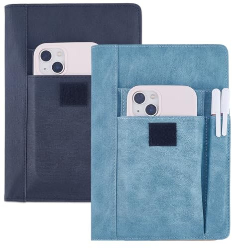CRASPIRE 2 Color Book Cover PU Leather Waterproof Book Sleeve Cyan Black Reusable Book Protector for Paperbacks Notebook Wraps with Pen Pockets for Book Lovers Classmate Gifts 6.1×8.54inch