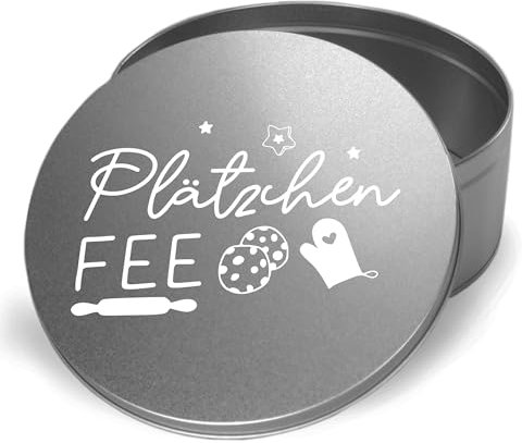 GRAZDesign Keksdose Plätzchen Dose Weihnachtsdose mit Spruch Plätzchen Fee