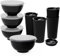 Greentainer Juego de cuencos y tazas grandes irrompibles para cereales con tapas, juego de cuencos y tazas de plástico ligero, 4 – Apto para lavavajillas y microondas, vajilla de camping, servicio