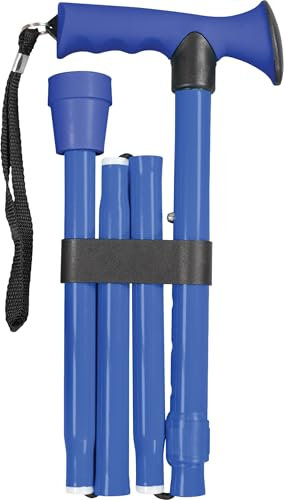 Canne de marche pliable réglable avec poignée ergonomique en caoutchouc, 5 niveaux de hauteur, en aluminium léger, dragonne et pointe antidérapante, compacte pour les voyages, supporte jusqu'à 100 kg,