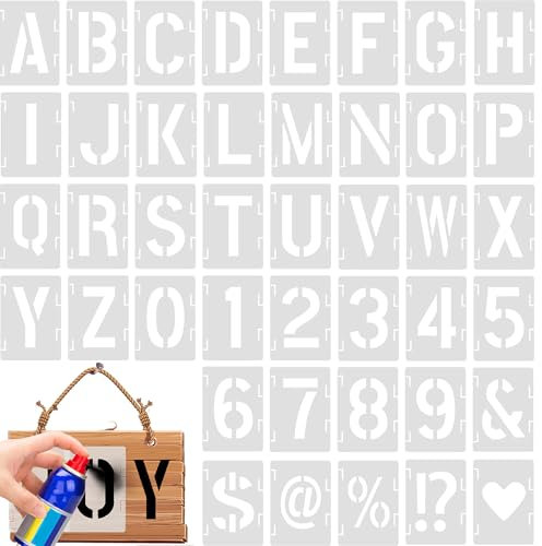 42Pcs Letter & Number Stencils for Painting - Reusable 2in Large Letters for Wall Art, Alphabet Crafts, Cake DIY & Airbrush