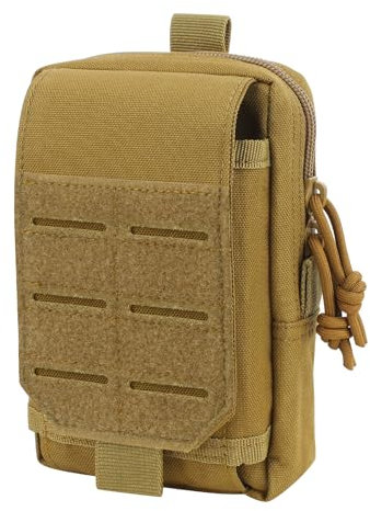 ROEOWENE Molle Tasche Klein EDC Tasche für Gürtel Handy Gürteltasche Taktische Hüfttaschen Militär Kompakt Tactical Molle Phone Pouch Bag Taktische Handytasche Multifunktion Bauchtasche-Khaki