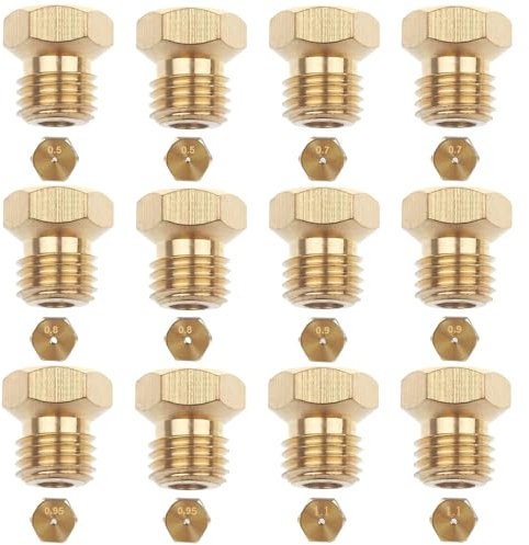 12 Pezzi Ugelli Gas Metano, Ugelli Gas Gpl, 2×0.5mm, 2×0.7mm, 2×0.8mm, 2×0.9mm, 2×0.95mm, 2×1.1mm, Ugelli gas, ugelli gpl, Ugelli e Iniettori, per Piano Cottura a Gas GPL, Iniettori di Propano