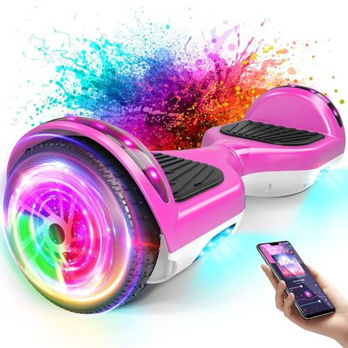 Hoverboard with 6.5 LED Wheels & Headlight, Power by Dual Brushless Motor, Self Balancing Scooters for Kids