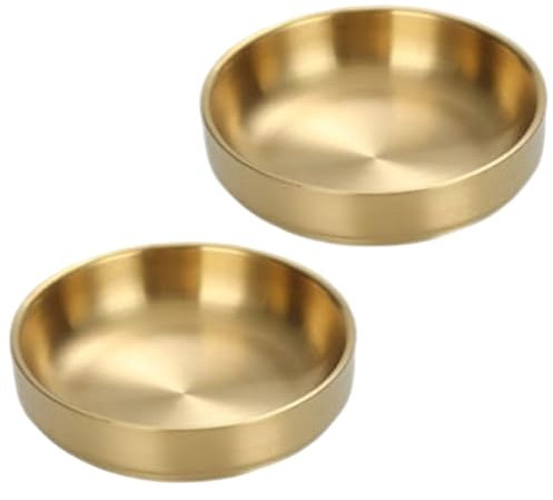 Dog Bowls, 2Pcs Gold Dog Bowls, 5.7 Inch Stainless Steel Pet, Pet Dish Set for Food, Basic