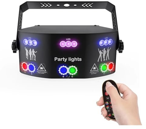Projecteur de lumière Disco DJ à 15 yeux, stroboscope à distance, effet d'éclairage de scène, fête de noël, vacances, Halloween pour fête, club, bar, Halloween, Noël(15 Hole RGB Laser_0)