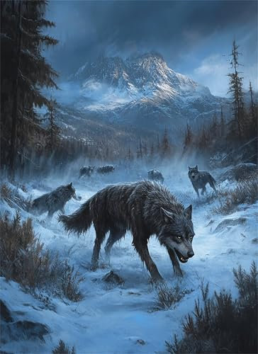 Puzzle 6000 Teile Wolf Puzzle Erwachsene, Holzpuzzle Klassische Puzzles Berg Jigsaw Puzzles für Erwachsene und Kinder, Clevere Rätsel Wooden Jigsaw, Geschicklichkeitsspiel für die Ganze Familie g-848