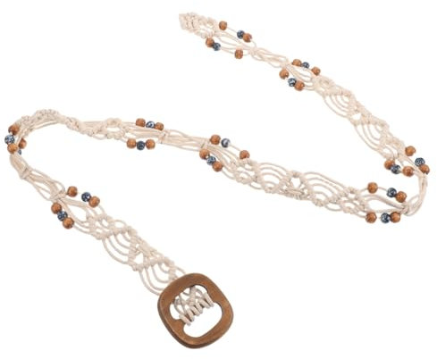 ROMISBABA Cintura Da Annodare in Vita in Stile Boho: Cintura Da Donna in Corda Intrecciata Fatta A Mano Con Perline, Cintura Regolabile in Vita Per Da Spiaggia Da Cowgirl E Per Lo