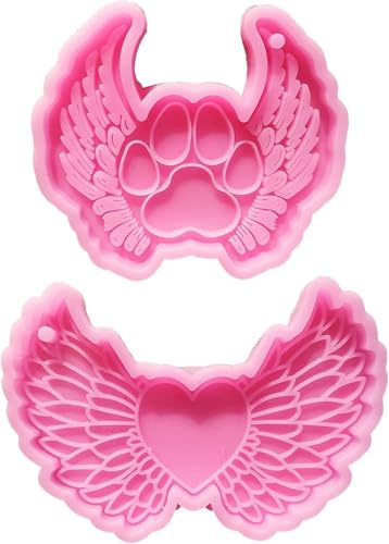 Silikonformen für Epoxidharz, zum Selbermachen, Engelsflügel, Schlüsselanhänger, Schlüsselanhänger, Anhänger, Schmuck, Basteln, Kunstharz, Gießzubehör, 2 Stück