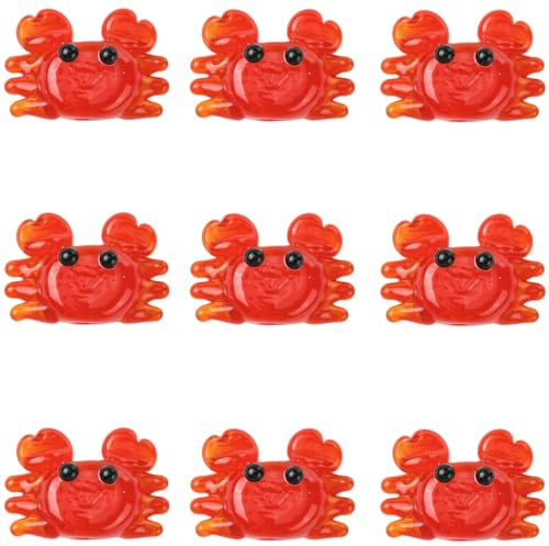DanLingJewelry Lot de 10 perles en verre soufflé en forme de crabe rouge faites à la main pour la fabrication de bijoux