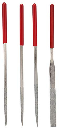 URSXODAWQ 4Pcs Multifunktionale Feilen Set, Edelstahl Schmuck Polierfeilen, Handfeilen für Holz Metallbearbeitung, Inklusive Dreieckige, Flache, Vierkant und Rundspitz Typen mit Ergonomische