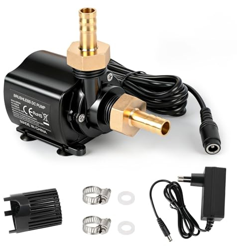 Wasserpumpe 12V 800L/H, Tauchpumpe Wasserpumpe Klein mit 5-Gang-Drehzahlregelung, 5M Förderhöhe, Teichpumpe, Aquariumpumpe, Springbrunnenpumpe für Wasserzirkulationssystem, Schwarz