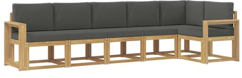 vidaXL Outdoor-Sofagarnitur 6 pcs Weiß und Anthrazit Polyester, Garten, modernes, wetterfestes Ecksofa, Sitzgelegenheit für draußen, Terrassenmöbel, entspannendes Set